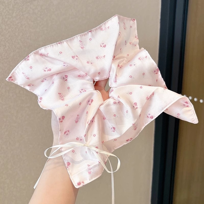 Women's Handmade Spring Ponytail Hair Scrunchie Checkered Fabric