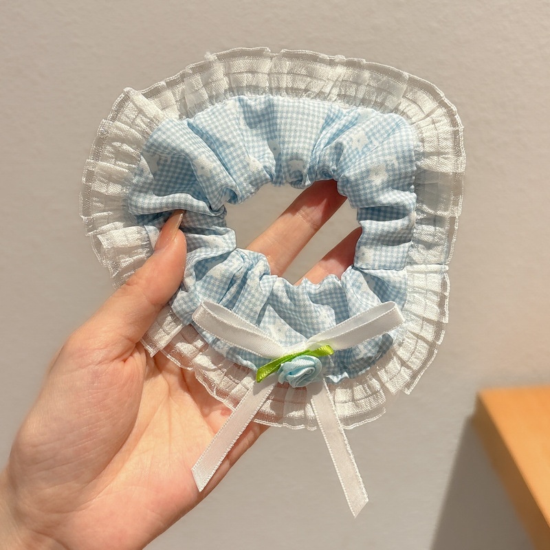 Women's Cloth Lace Scarf Scrunchie Daily Hair Tie Spring Tulip Floral