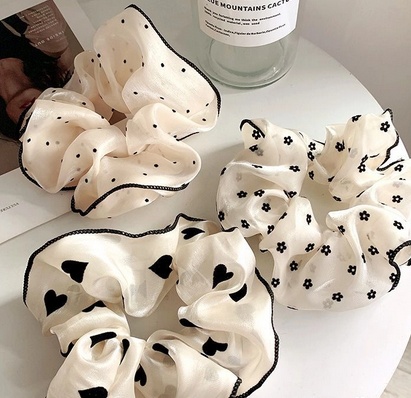 Women's Elegant Nylon Hair Tie for Outdoor Shopping Polka Dots