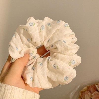 Women Spring Summer Cloth Hair Scrunchie Tie Romantic Polka Dot Lace