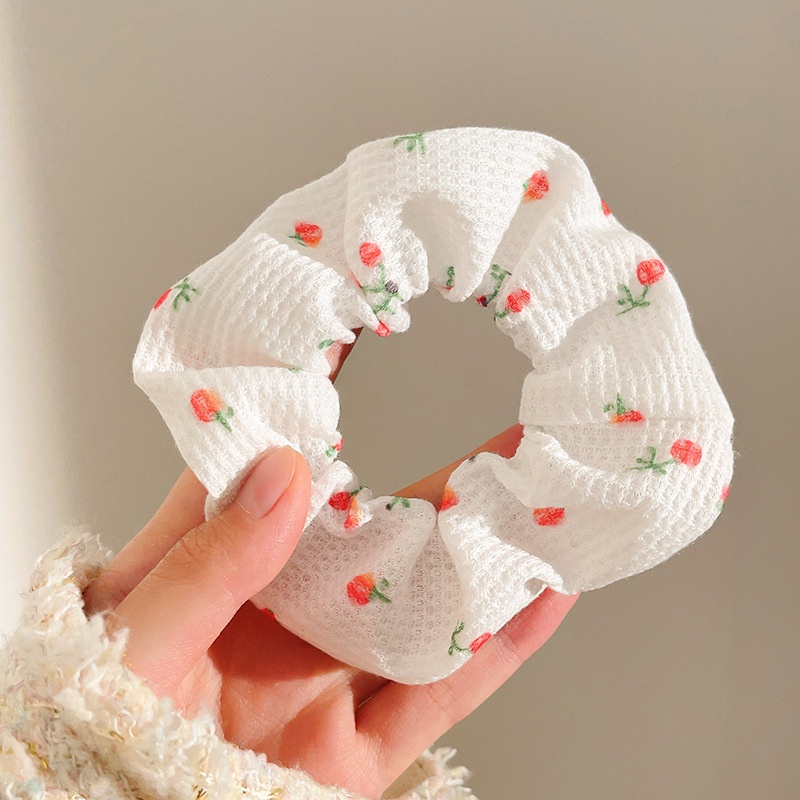 Women's Sweet Lace Ponytail Hair Tie Cloth Scrunchie Coral Lily Floral