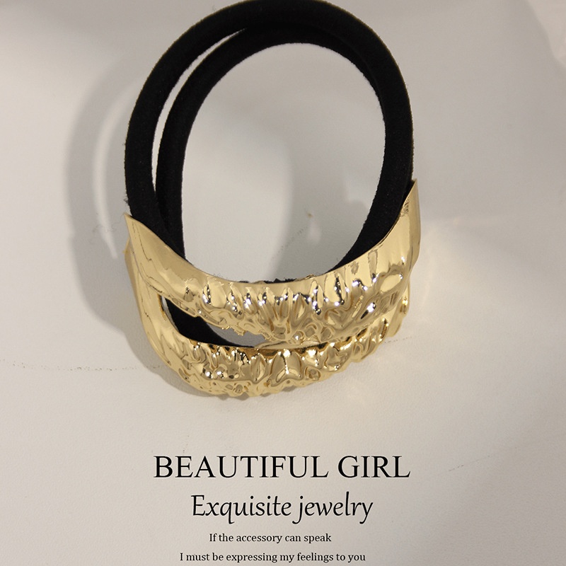 Women's Versatile Retro Alloy Elastic Hair Ties Round Cold Tone