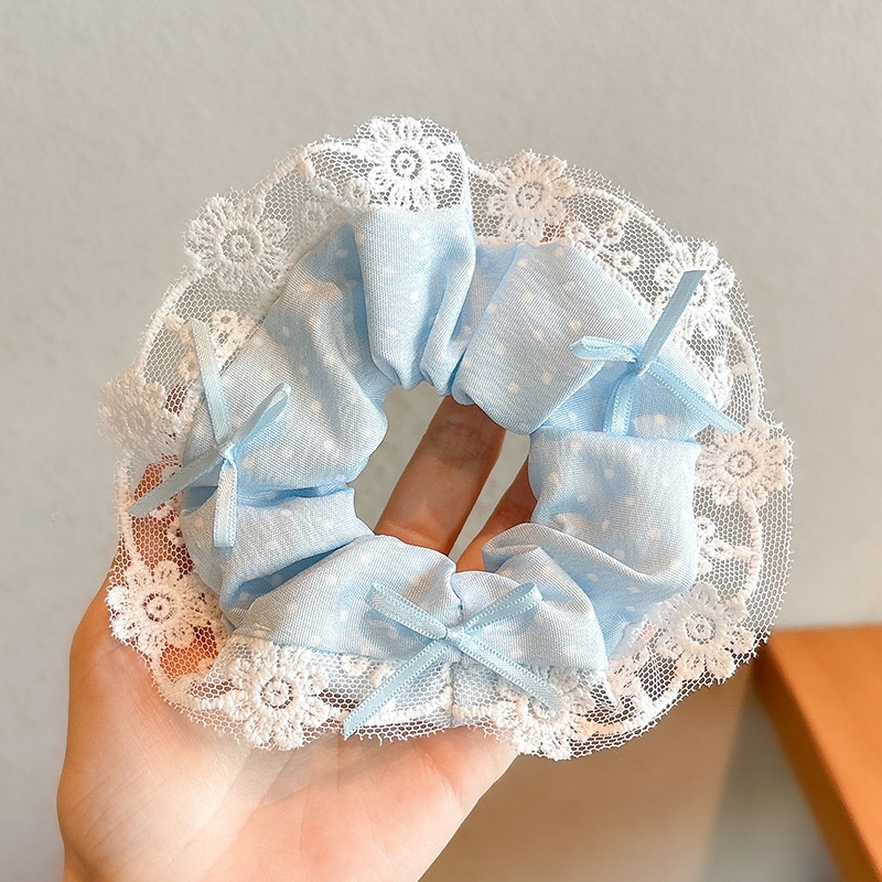 Women's Cloth Lace Scarf Scrunchie Daily Hair Tie Spring Tulip Floral