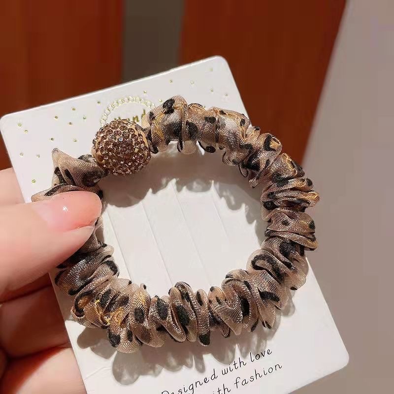 Women's Luxury Rhinestone Large Elastic Hair Tie Leopard Print