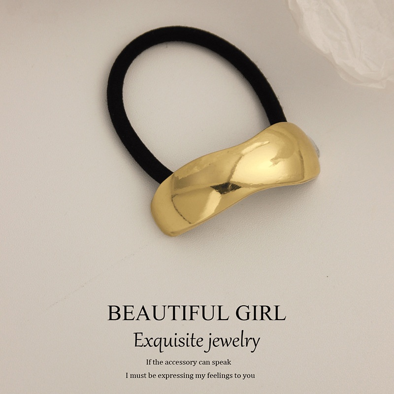 Women's Versatile Retro Alloy Elastic Hair Ties Round Cold Tone