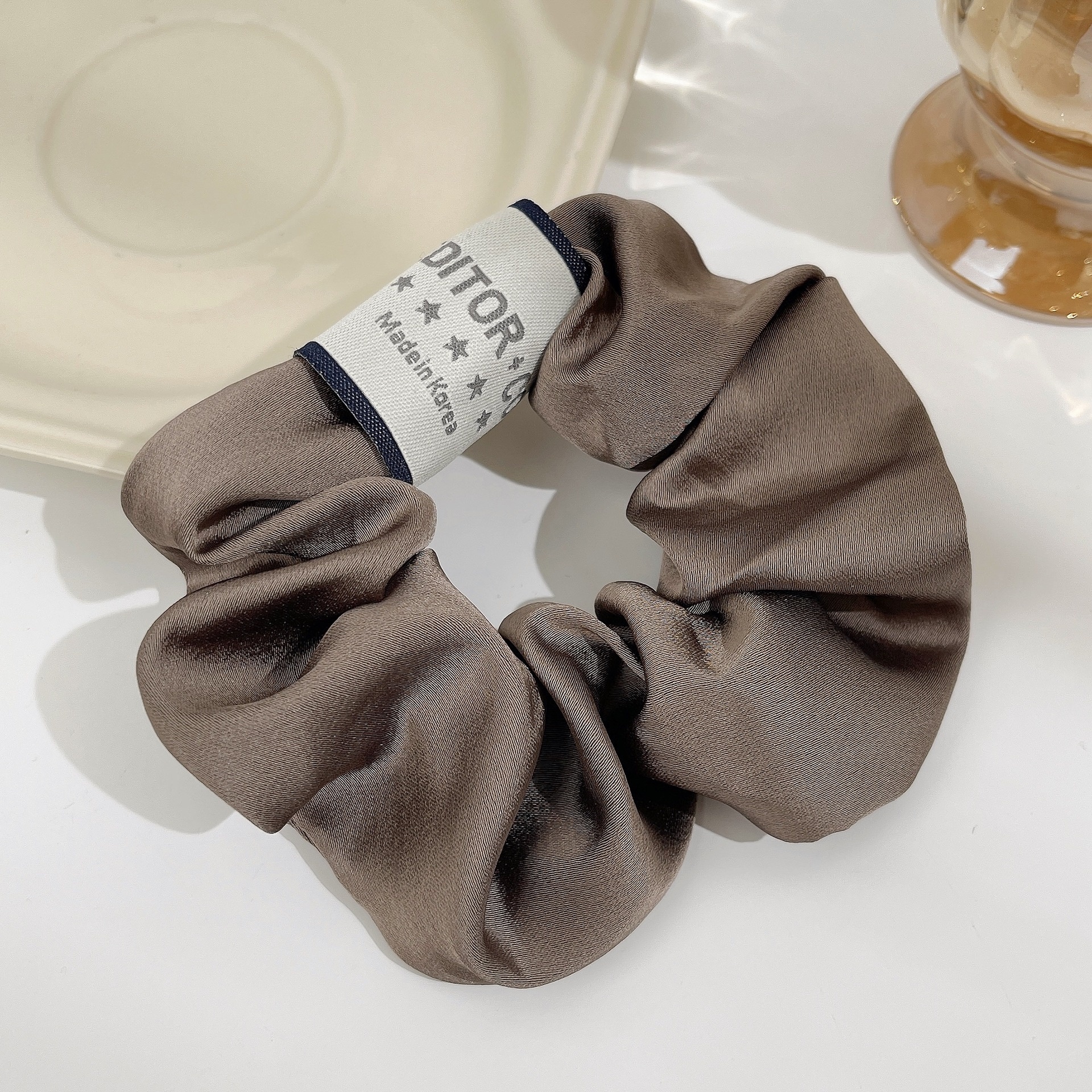 Women's Summer Fabric Scrunchie Pleated Plaid Leopard Hair Tie