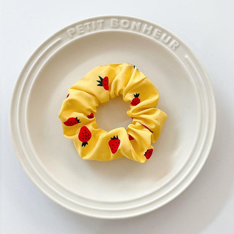 Women's Summer Fabric Scrunchie Pleated Plaid Leopard Hair Tie