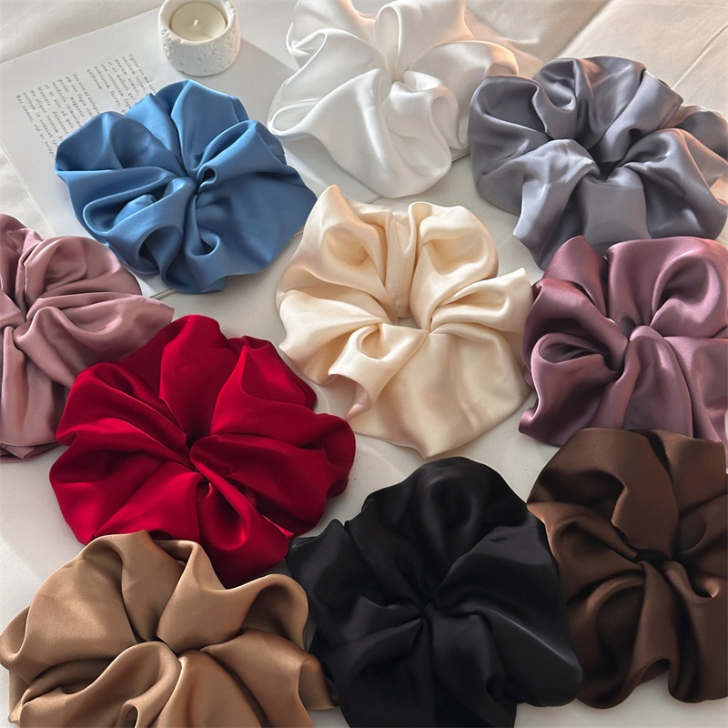 Women's Premium Satin Large Hair Bands Autumn Winter Solid Color