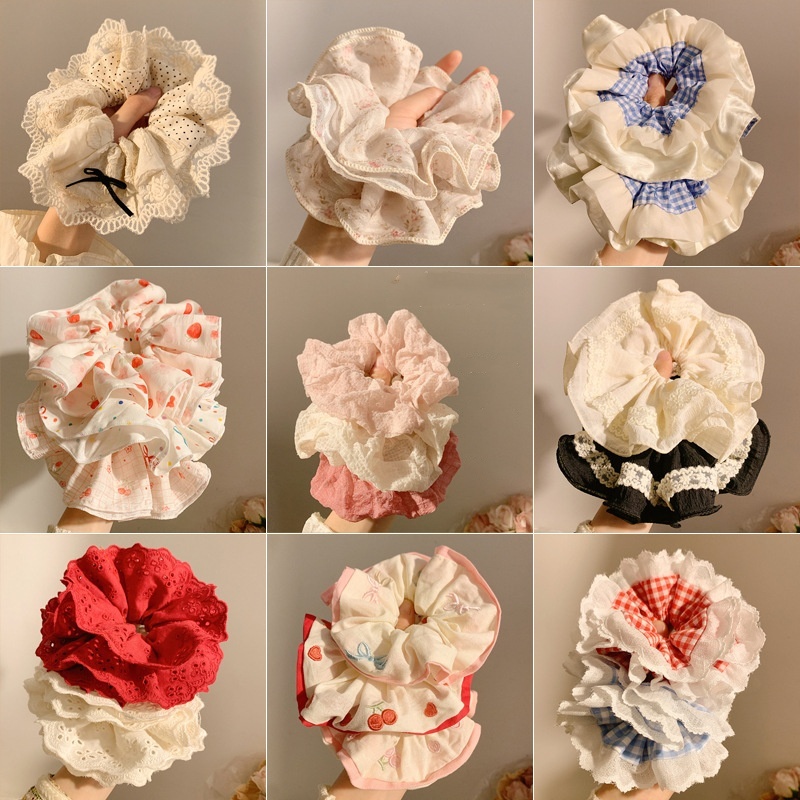 Women's French Retro Satin Scrunchie All-match Hair Tie Polka Dot