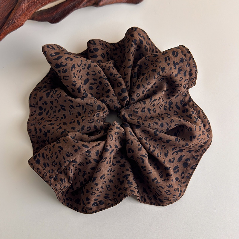 Women's Casual Fabric Elastic Scrunchies High Ponytail Leopard Print