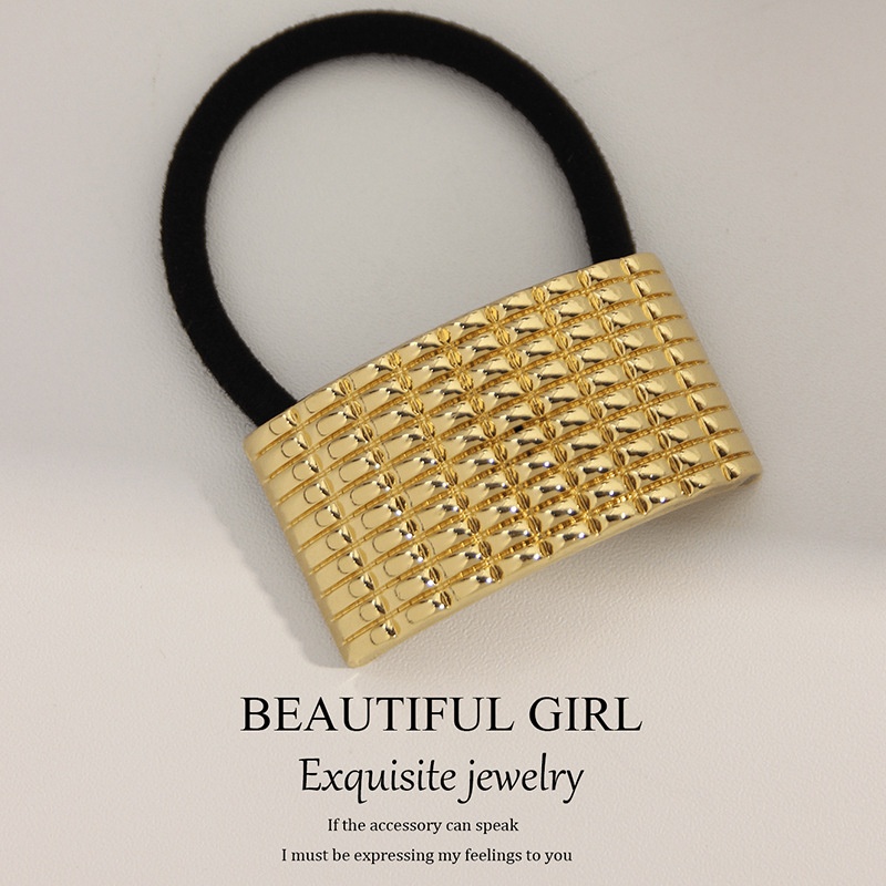 Women's Versatile Retro Alloy Elastic Hair Ties Round Cold Tone