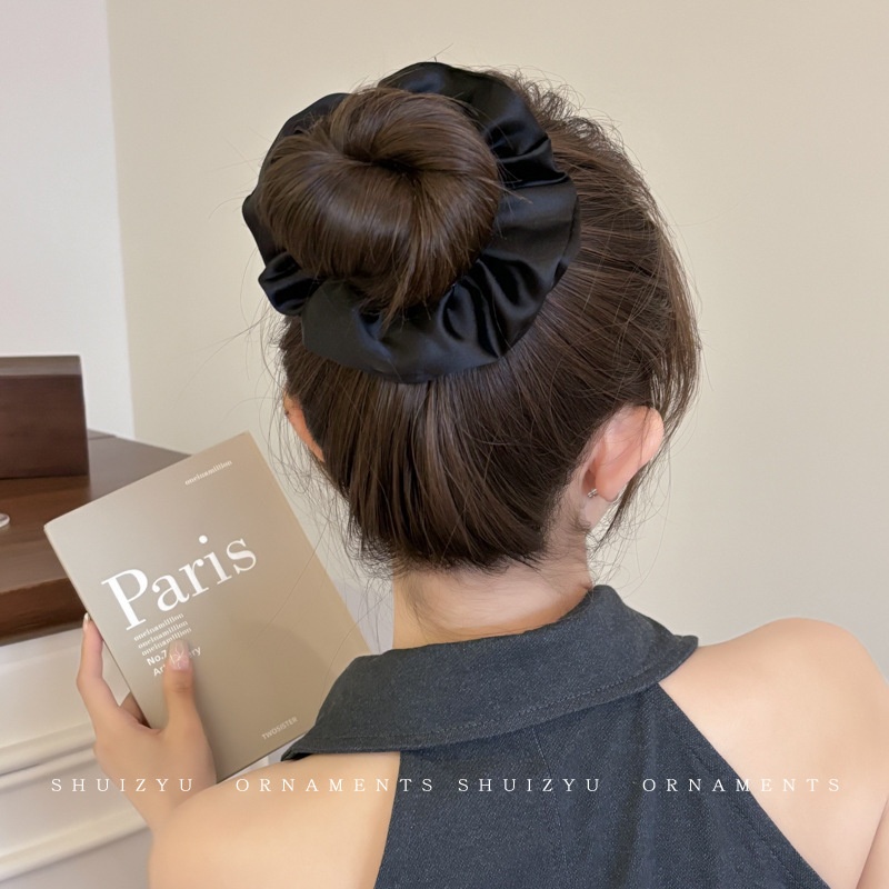 Women's Handmade Spring Ponytail Hair Scrunchie Checkered Fabric