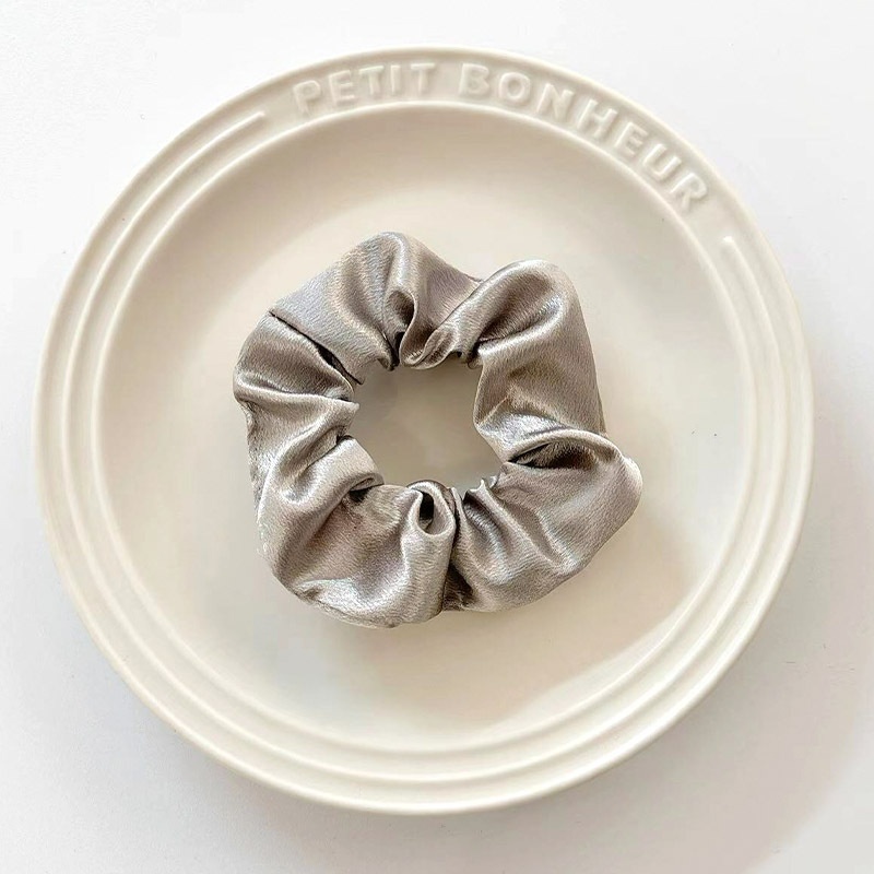 Women's Summer Fabric Scrunchie Pleated Plaid Leopard Hair Tie