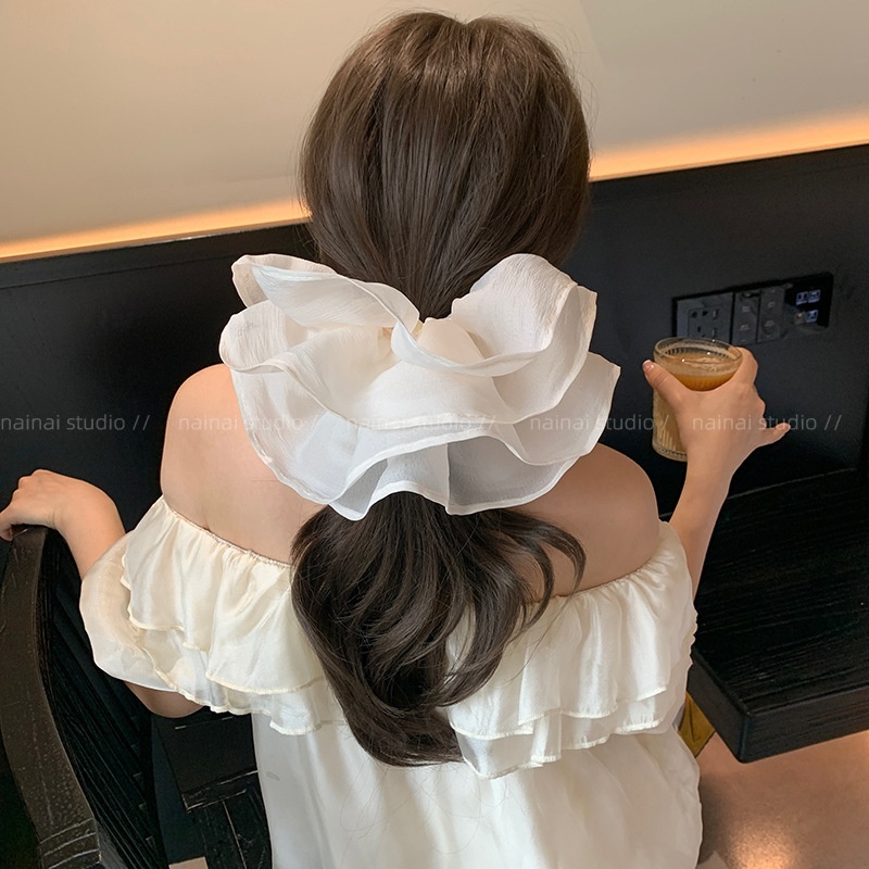 Women's Elegant Square Scarf Scrunchie Chic Cloth Ponytail Hair Tie