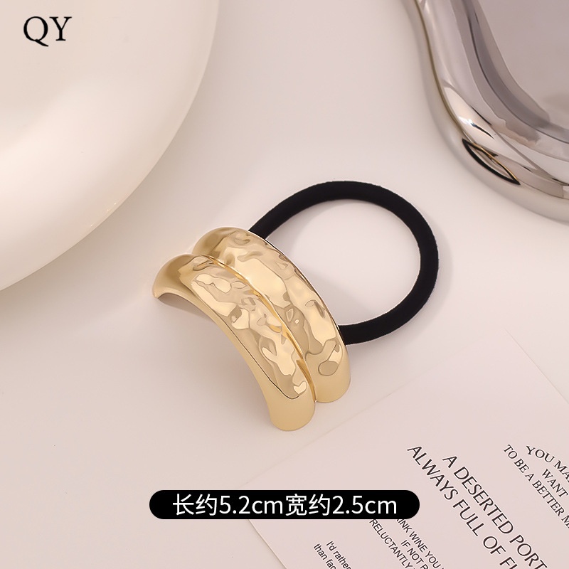 Women's Versatile Retro Alloy Elastic Hair Ties Round Cold Tone