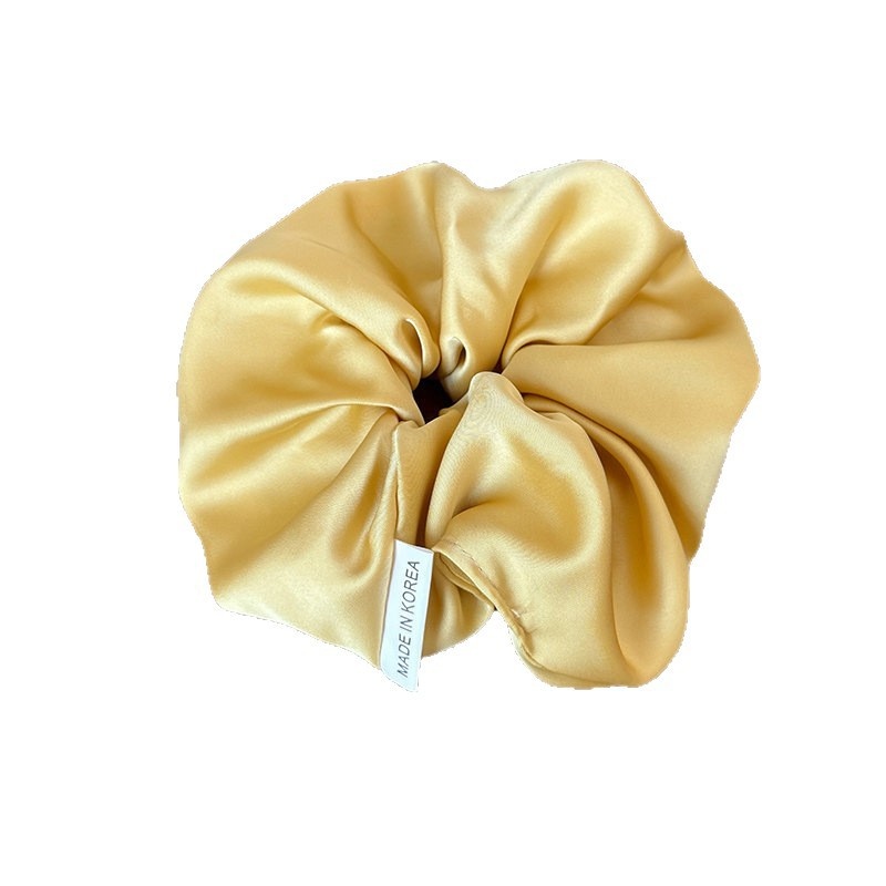 Women's Sweet Satin Hair Tie For Autumn And Winter Yellow Plaid