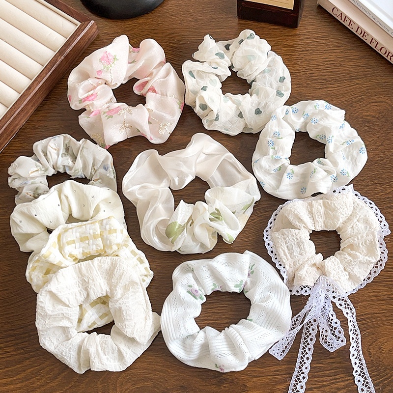 Women's Daily Sweet Rib-Knit Lace Hair Tie Solid Flower Lattice