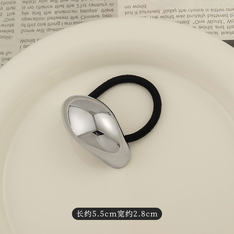 Women's Versatile Retro Alloy Elastic Hair Ties Round Cold Tone