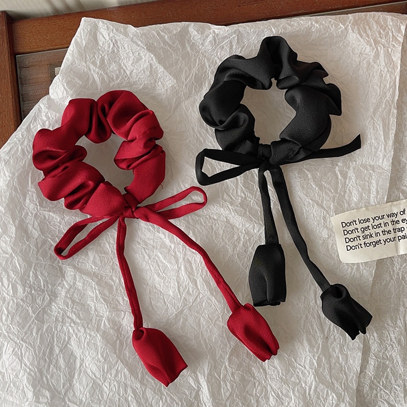 Women's Sweet Daily Fabric Hair Scrunchie Solid Color Flower