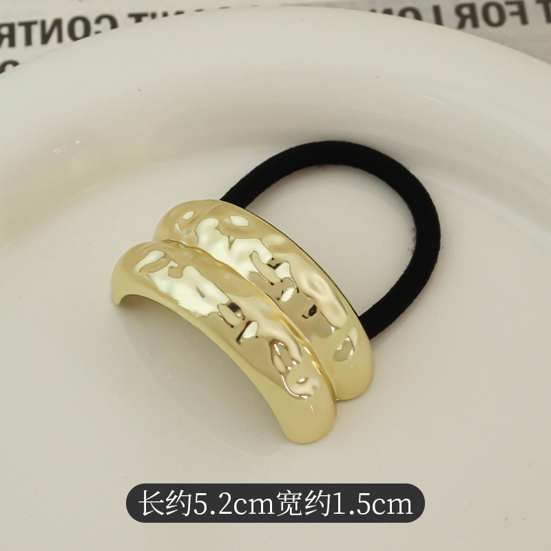 Women's Versatile Retro Alloy Elastic Hair Ties Round Cold Tone