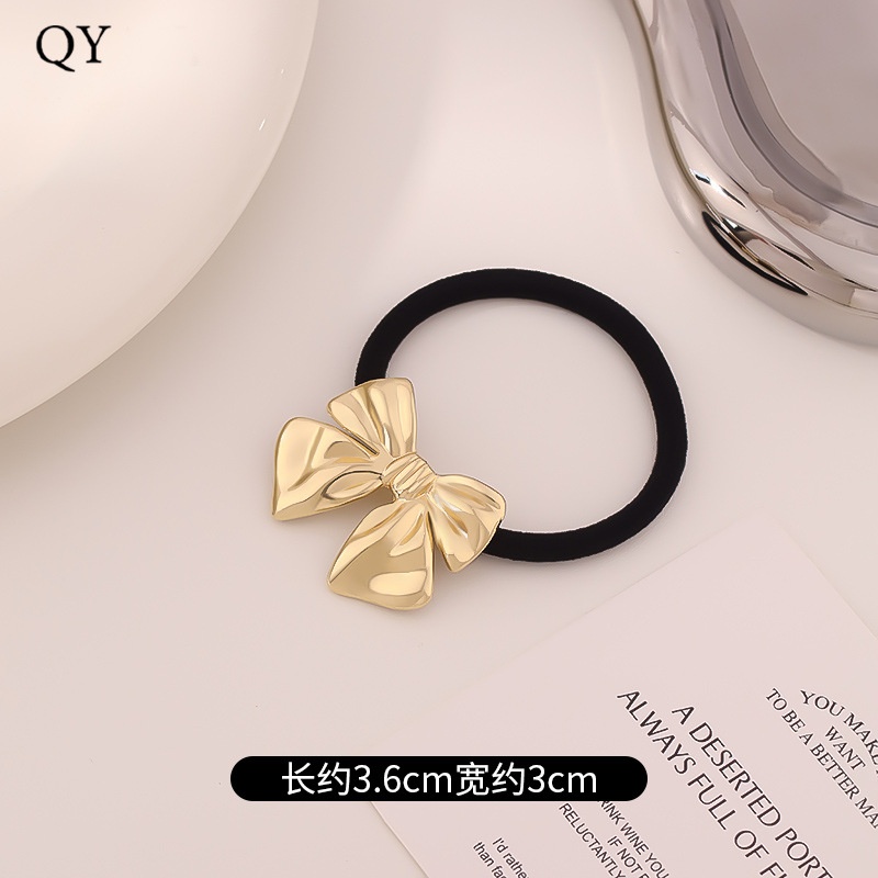 Women's Versatile Retro Alloy Elastic Hair Ties Round Cold Tone