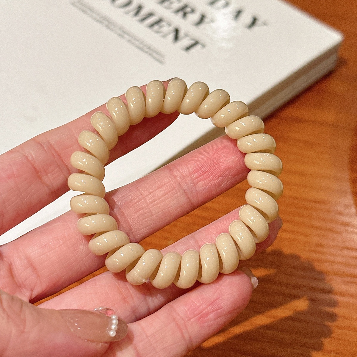 Girls Sweet Traceless Spiral Telephone Wire Hair Ties Candy Color