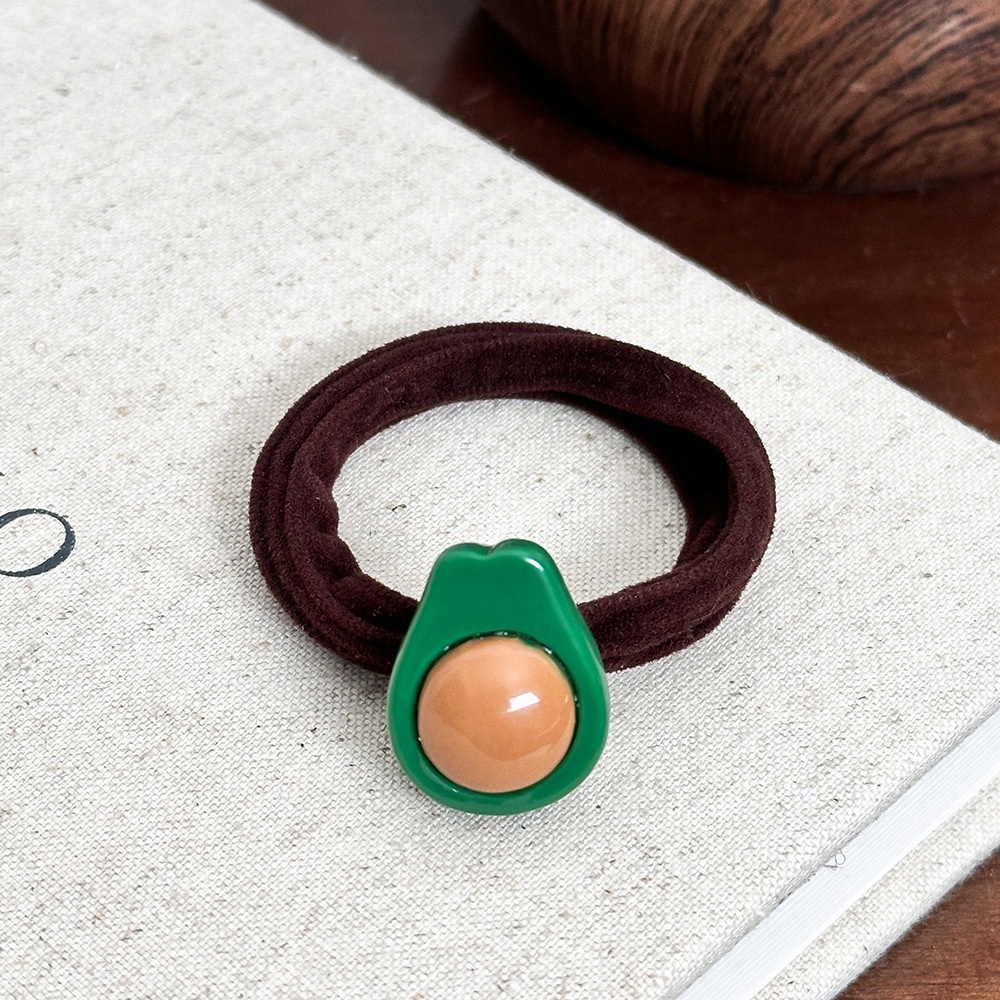 Girls Summer High Elastic Fabric Ponytail Hair Tie Sweet Orange Fruit