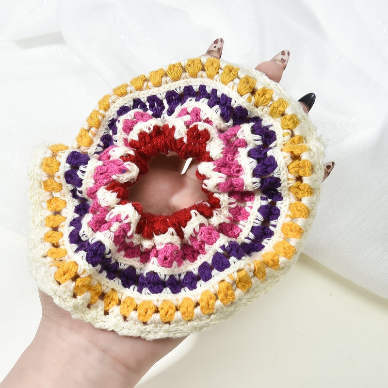 Women's Handmade Knitted Wool Ponytail Hair Tie Floral Butterfly Knot