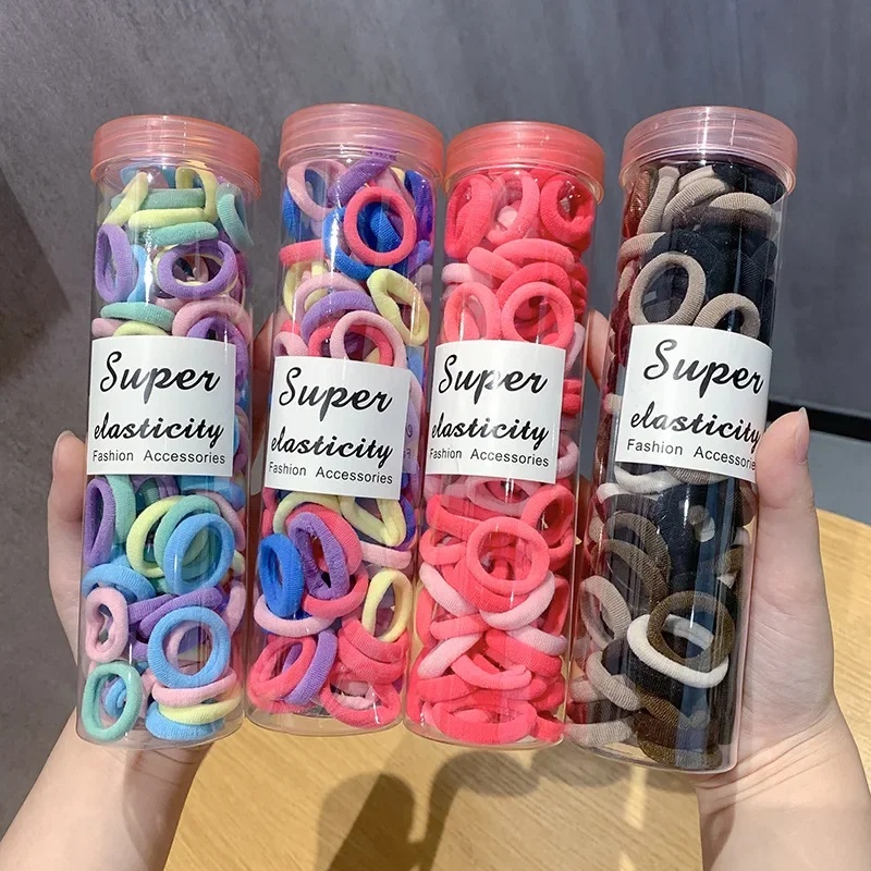 Girls High Elastic Seamless Hair Ties Nylon Towel Ring Rubber Bands