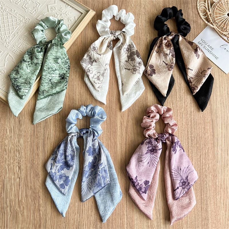 Women's Casual Satin Bow Hair Tie Elegant Butterfly Horse Print