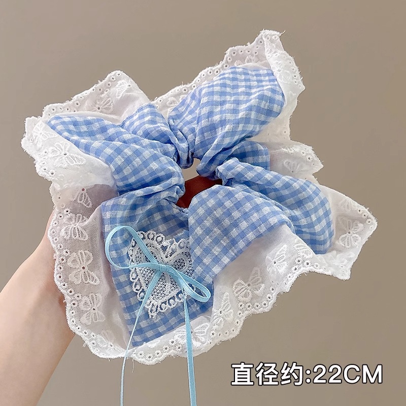 Women Daily Oversized High Elastic Lace Hair Scrunchie Elegant Floral