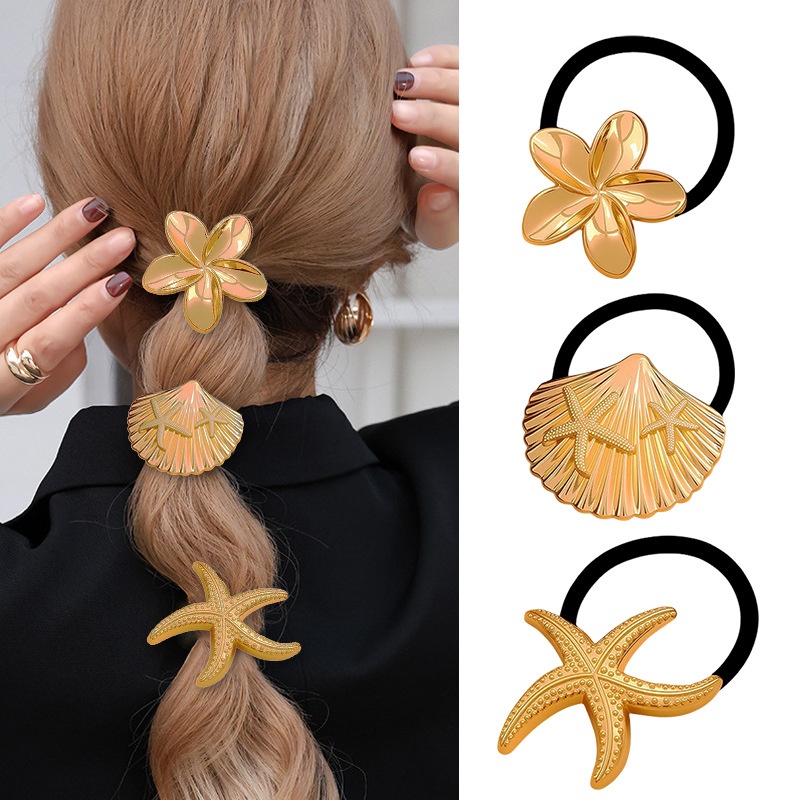 Women's Alloy Hair Ties Elegant Seamless Glossy U-Shaped Oval Bands