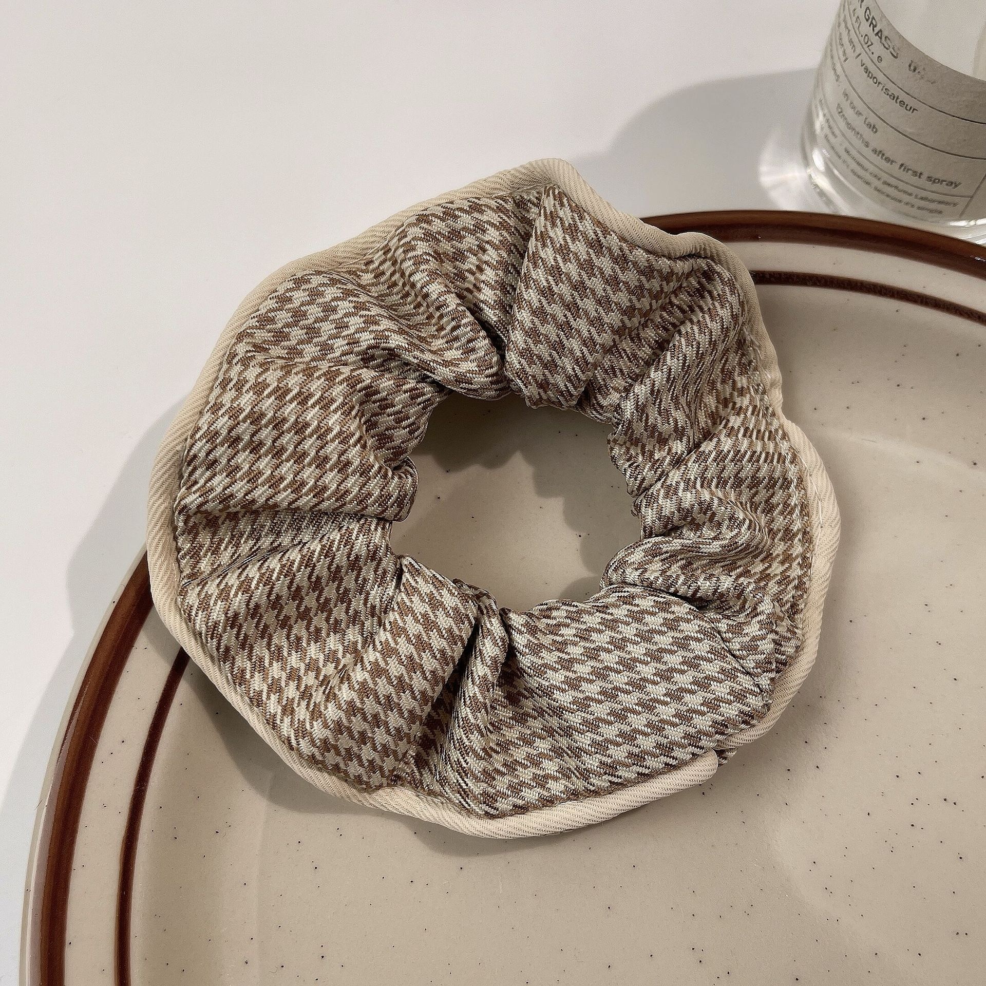 Women's Summer Fabric Scrunchie Pleated Plaid Leopard Hair Tie