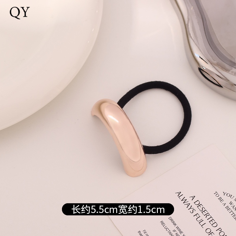 Women's Versatile Retro Alloy Elastic Hair Ties Round Cold Tone