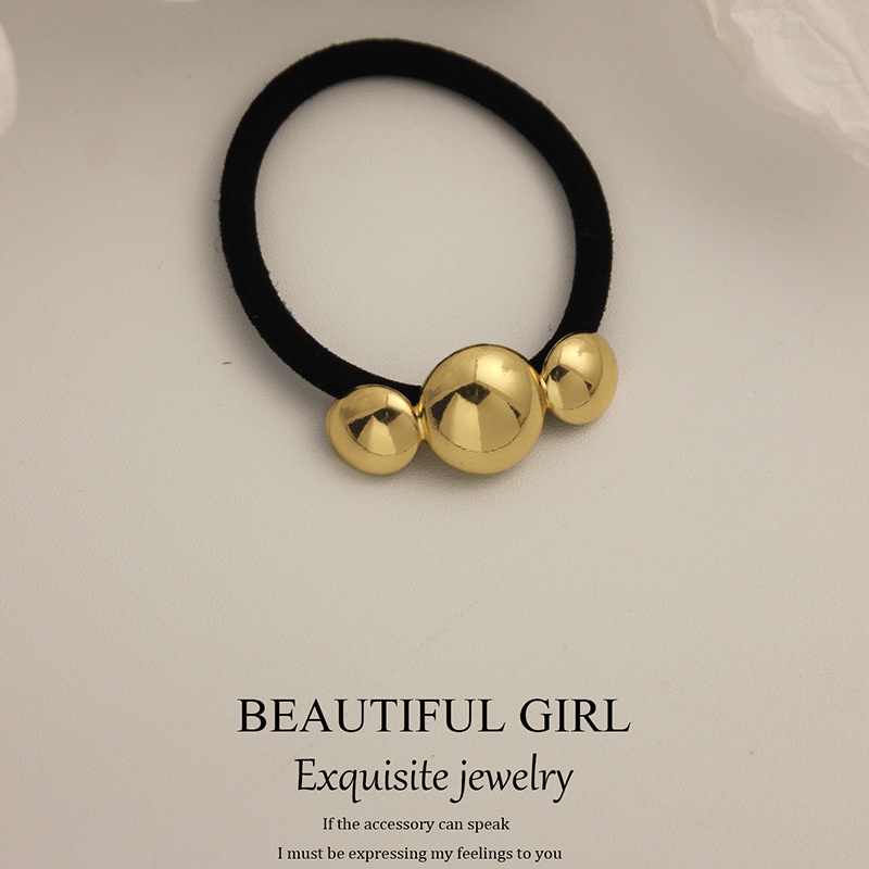 Women's Versatile Retro Alloy Elastic Hair Ties Round Cold Tone