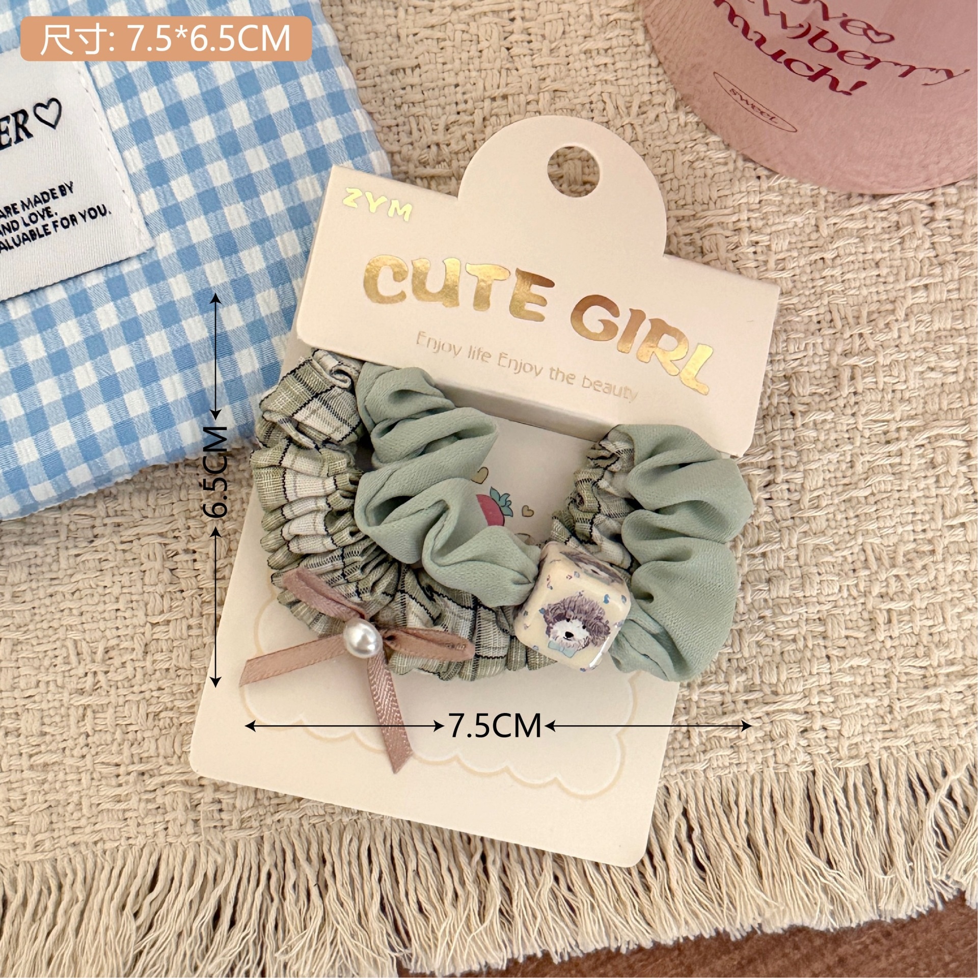 Girls Elastic Fabric Ponytail Holder Hair Bands Sweet Floral Print