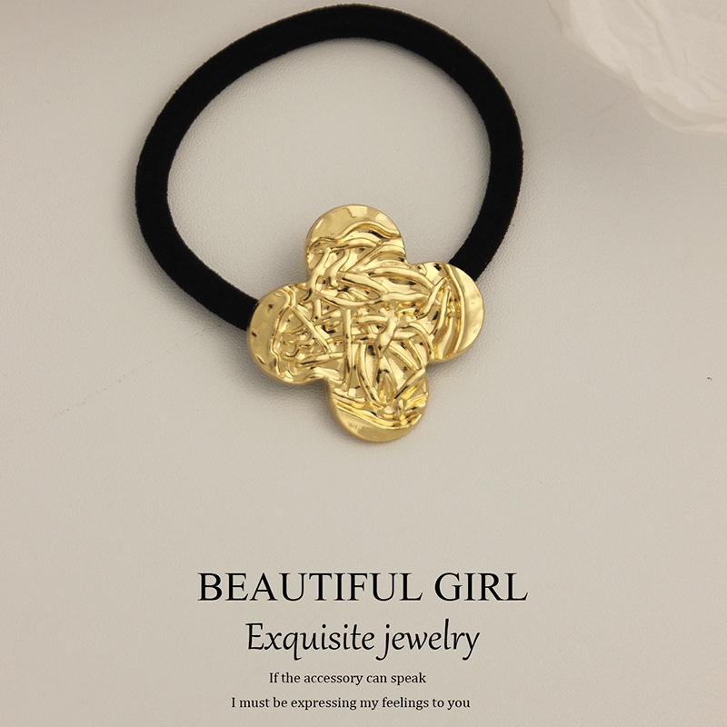 Women's Versatile Retro Alloy Elastic Hair Ties Round Cold Tone