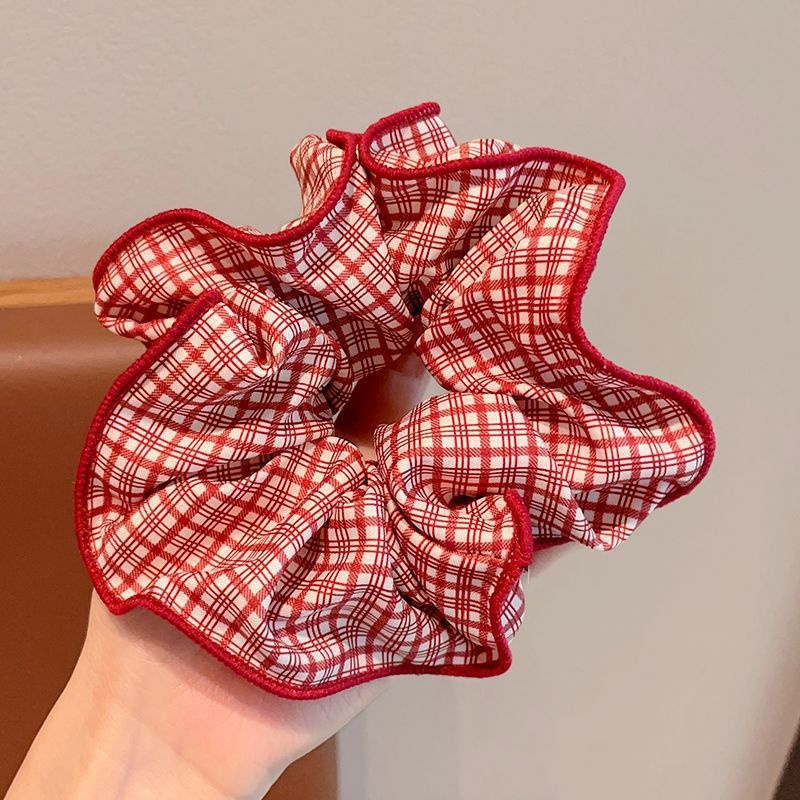Girls High Elastic Cloth Bun Scrunchie Hair Accessories Red Bow