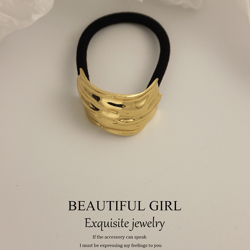 Women's Versatile Retro Alloy Elastic Hair Ties Round Cold Tone