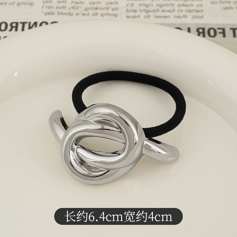 Women's Versatile Retro Alloy Elastic Hair Ties Round Cold Tone