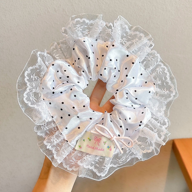 Women's Cloth Lace Scarf Scrunchie Daily Hair Tie Spring Tulip Floral