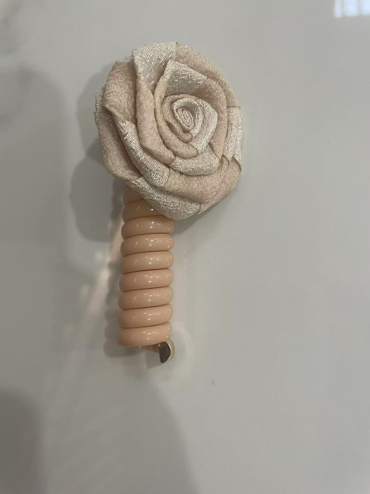 Women's Handmade Braided Telephone Line Hair Rope Dry Rose Flower
