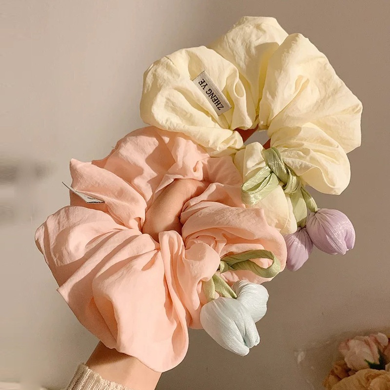 Women's Elegant Fabric Hair Tie For Weekend Selfies Large Tulip Floral