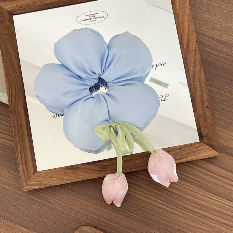 Kids Sweet Cloth Hair Rubber Band for School Daily Cute Flower Pattern