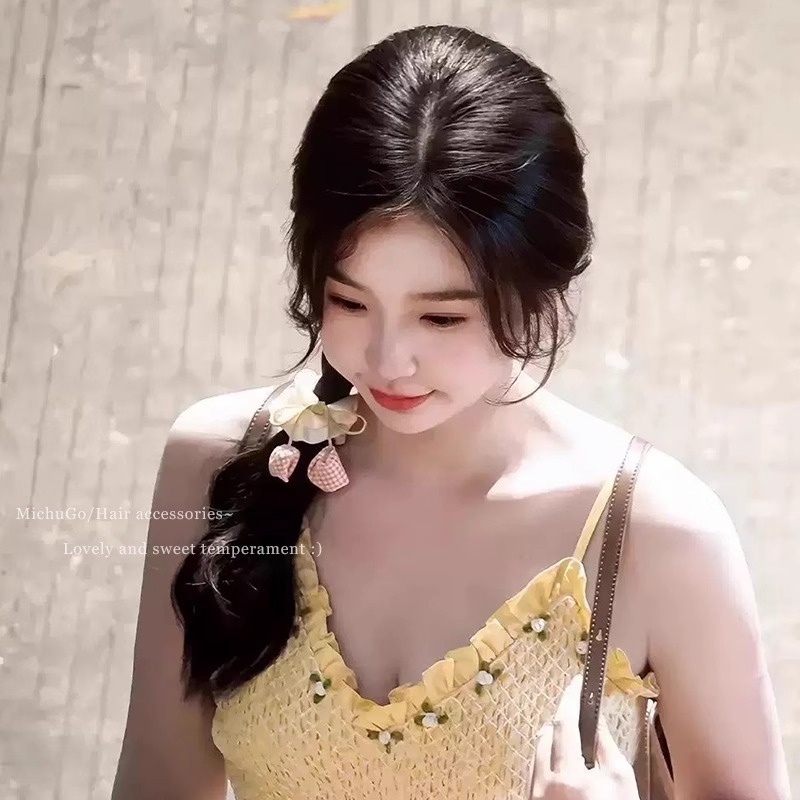 Women's Satin Low Ponytail Scrunchie Hair Tie Fresh Tulip Floral