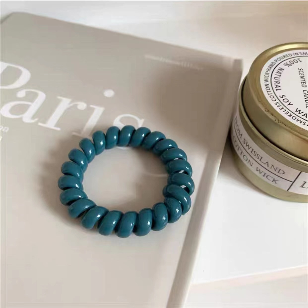 Girls Sweet Traceless Spiral Telephone Wire Hair Ties Candy Color