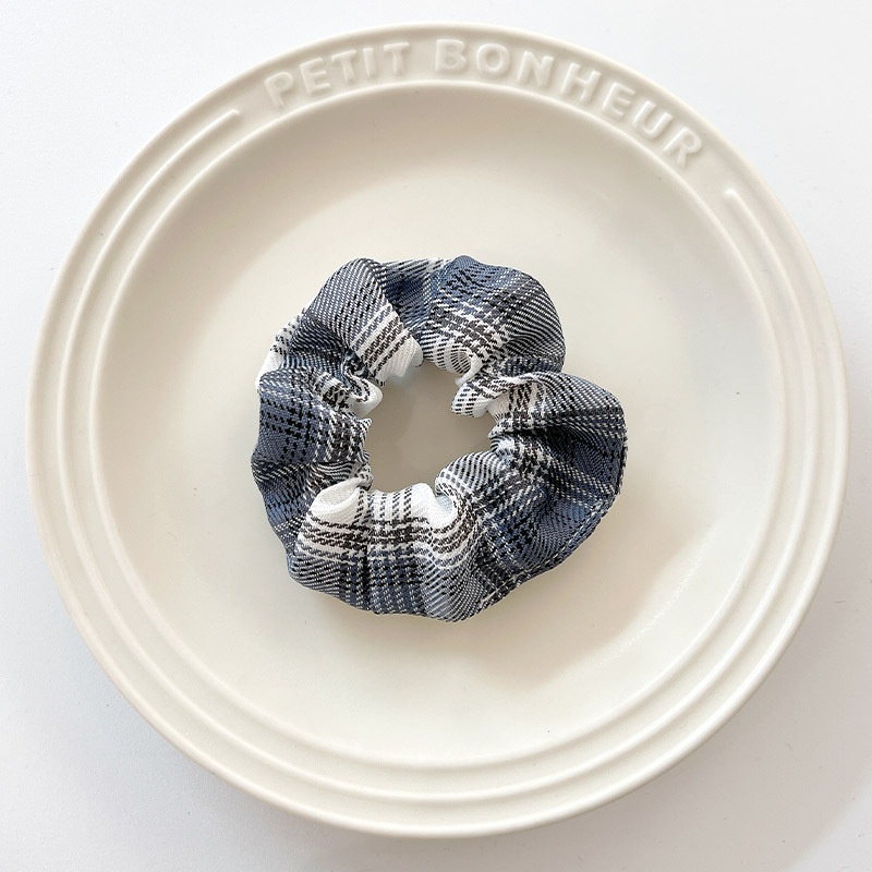 Women's Summer Fabric Scrunchie Pleated Plaid Leopard Hair Tie