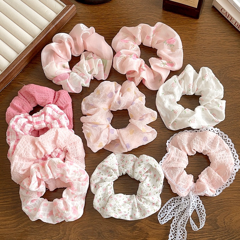 Women's Daily Sweet Rib-Knit Lace Hair Tie Solid Flower Lattice