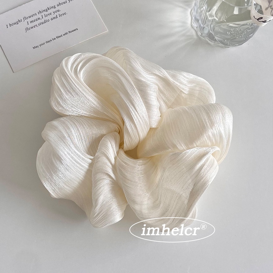 Women Soft Chiffon Hair Tie Elegant Spring Commute Style Beige