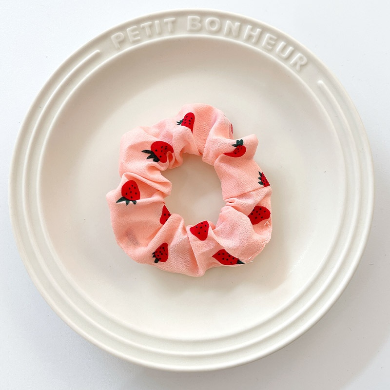 Women's Summer Fabric Scrunchie Pleated Plaid Leopard Hair Tie